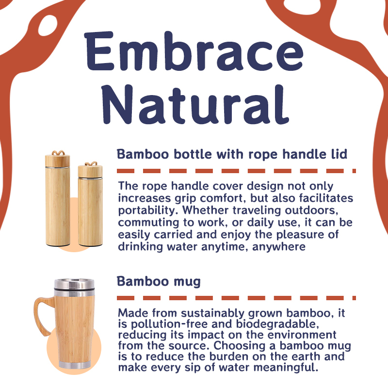 BORGE Customized Reusable 450ml Vacuum Double Wall Bamboo Bottle Water Flask Coffee Travel Mug Tumbler