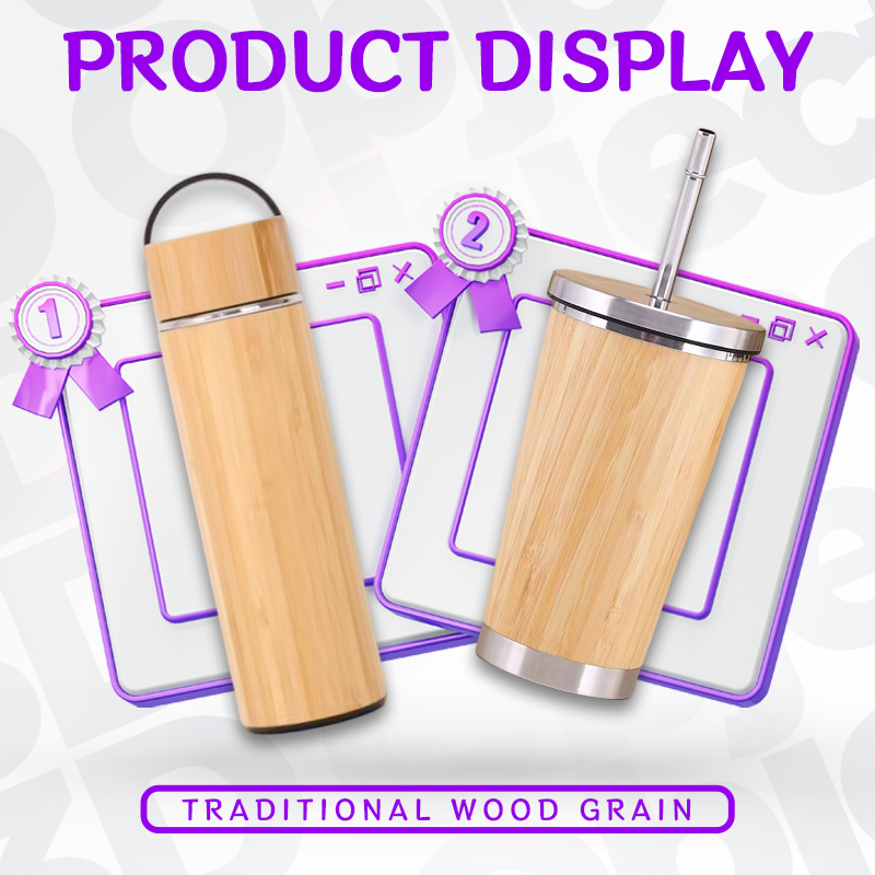 BORGE Customized Reusable 450ml Vacuum Double Wall Bamboo Bottle Water Flask Coffee Travel Mug Tumbler