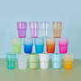 Customized 3oz Gradient Colored Frosted Shot Glass Mini Tumbler Jelly Glass Can with Plastic Lids and Straw