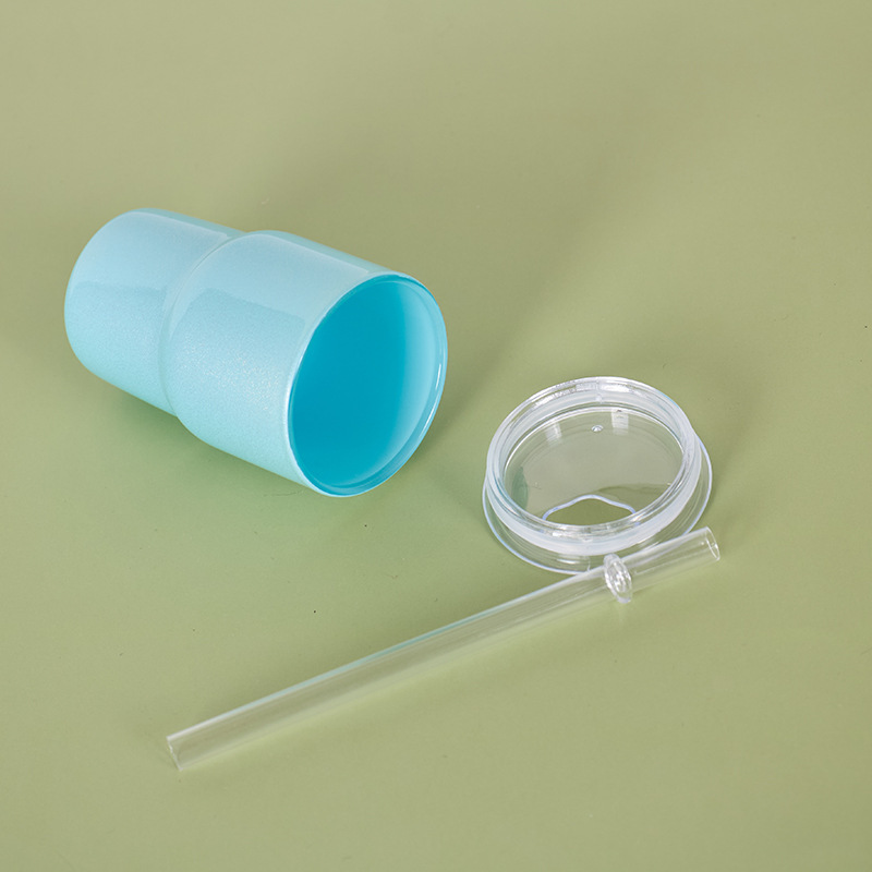 Customized 3oz Gradient Colored Frosted Shot Glass Mini Tumbler Jelly Glass Can with Plastic Lids and Straw