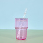 Customized 3oz Gradient Colored Frosted Shot Glass Mini Tumbler Jelly Glass Can with Plastic Lids and Straw