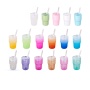 Customized 3oz Gradient Colored Frosted Shot Glass Mini Tumbler Jelly Glass Can with Plastic Lids and Straw