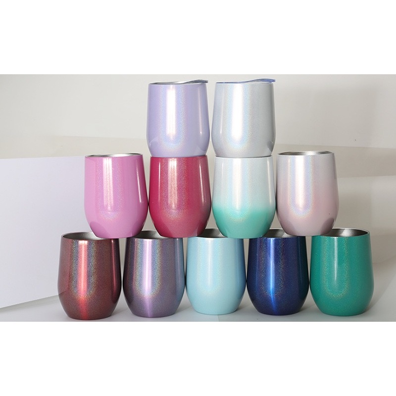 BORGE Wholesale 12oz Stainless Steel Vacuum Egg Tumbler With Lid Rainbow Tumblr Cup