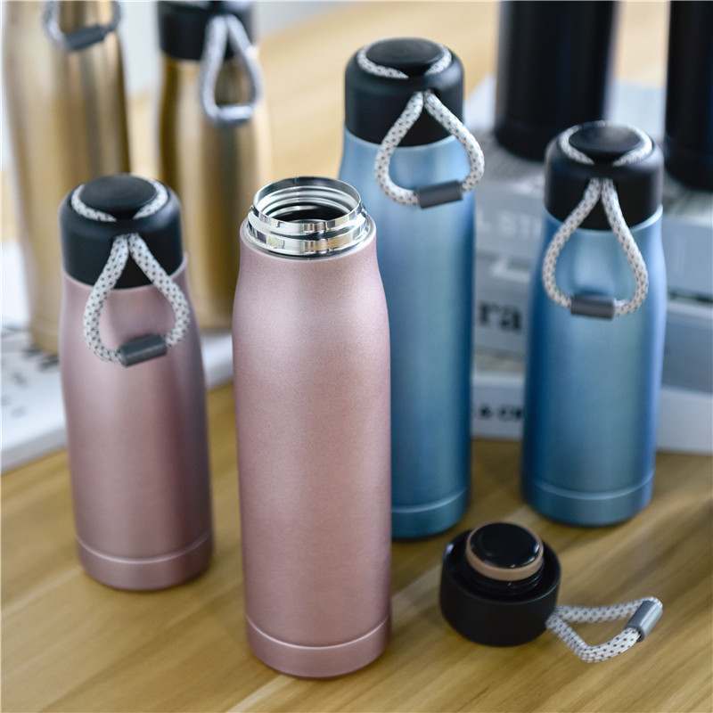 304 Stainless Steel Vacuum Thermal Water Bottles 350ML 600ML Outdoors Camping Customized Tea Bottles Thermos Flasks With Handle