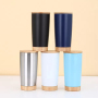 BORGE Customized Insulated Vacuum 20Oz Powder Coated Travel Mug Stainless Steel Tumbler  with Wood Lid
