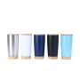 BORGE Customized Insulated Vacuum 20Oz Powder Coated Travel Mug Stainless Steel Tumbler  with Wood Lid