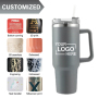 New Style 40 Oz Print Handle Cup Insulated Metal Tumbler Cup With Lid Tumbler Stainless Steel