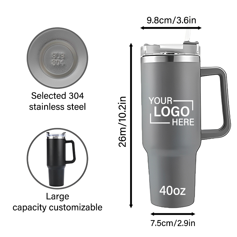 New Style 40 Oz Print Handle Cup Insulated Metal Tumbler Cup With Lid Tumbler Stainless Steel