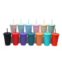 Wholesale Bulk 480ml Plastic Frosted Reusable Cups Juice Drink Tumbler Double Wall Matte Tumbler With Straw