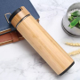 BORGE Customized 550ml Double Wall Insulated Stainless Steel Bamboo Water Bottle Tumbler Thermal Tea Flask With Tea Infuser