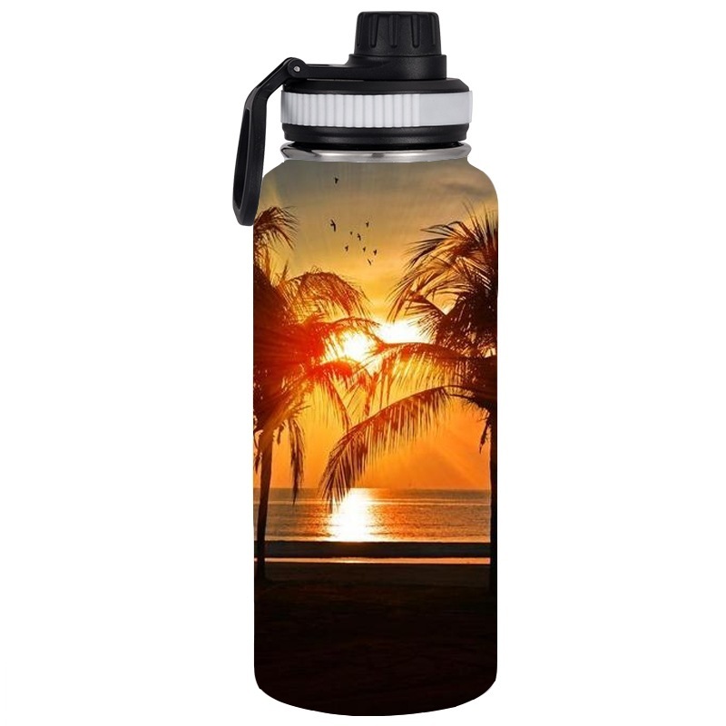 Customized Double Wall Stainless Steel Vacuum Outdoor Travel Big Mouth Water Bottle for Sports With Handle Lid