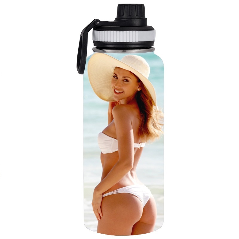 Customized Double Wall Stainless Steel Vacuum Outdoor Travel Big Mouth Water Bottle for Sports With Handle Lid