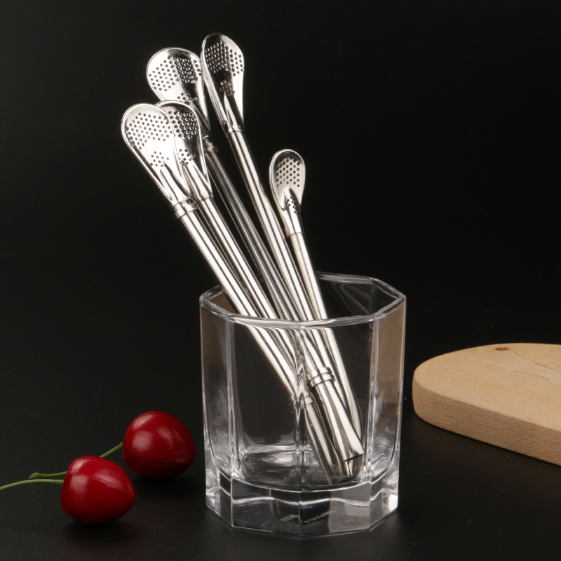 BORGE Stainless Steel Food Grade Argentina Yerba Mate Tea Bombilla Drinking Mate Spoon Straw With Filter
