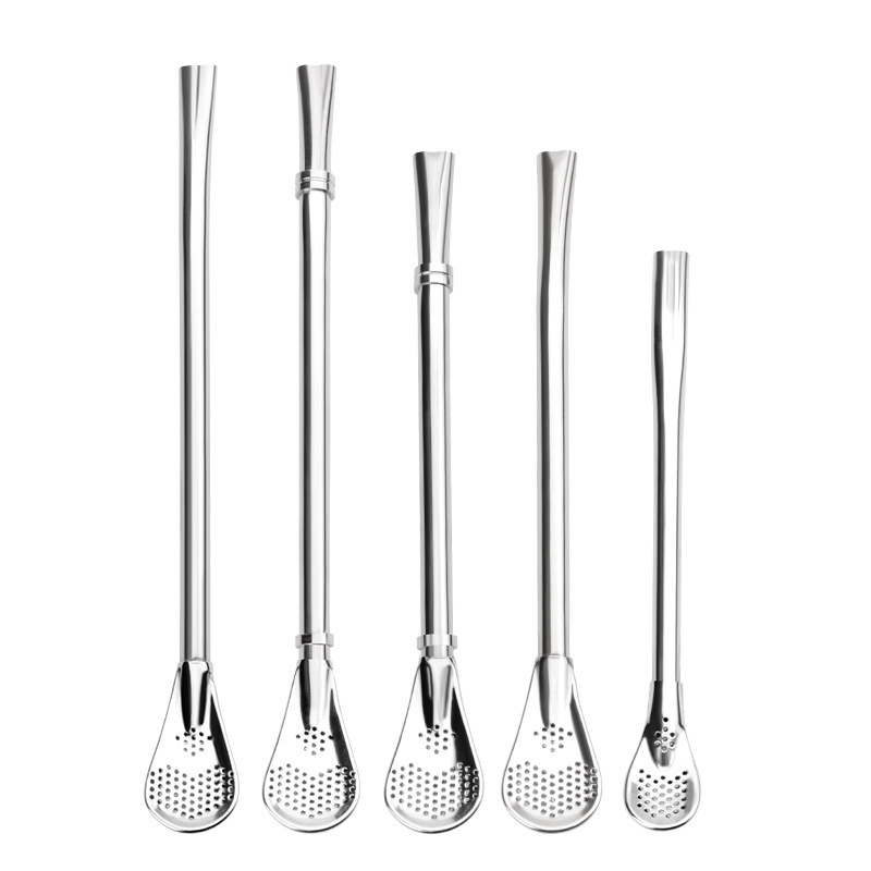 BORGE Stainless Steel Food Grade Argentina Yerba Mate Tea Bombilla Drinking Mate Spoon Straw With Filter