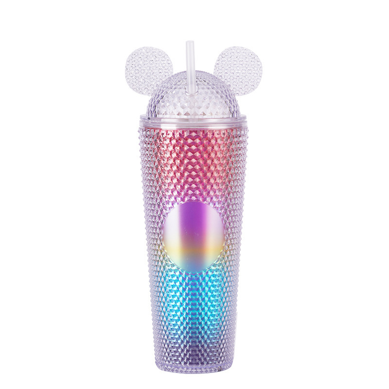 Wholesale Bulk Bpa Free 24oz Double Wall Plastic Mickey Tumblr Cup With Lid Straw With Ears Lid