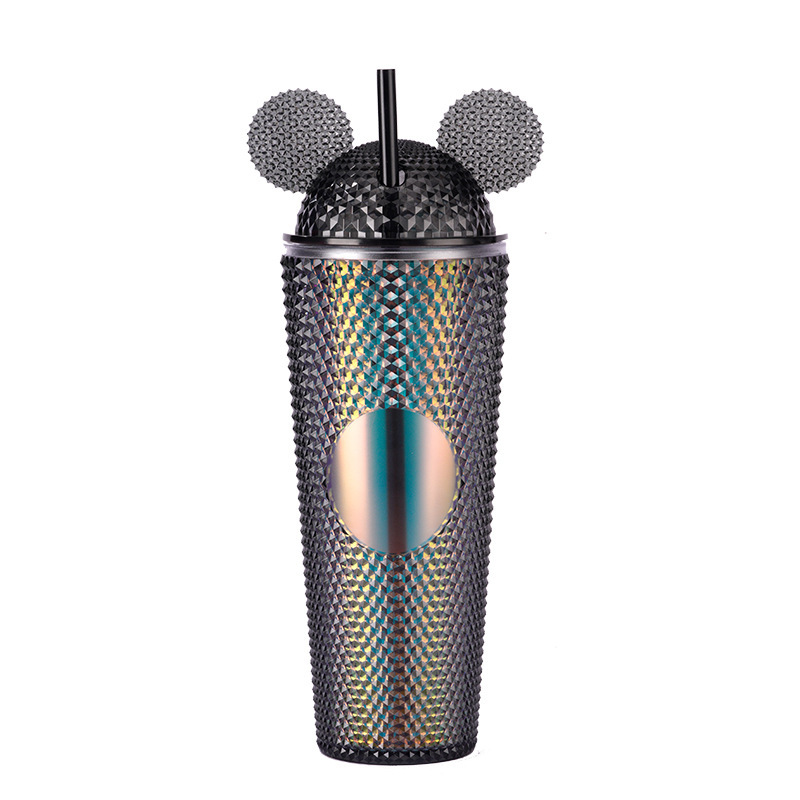 Wholesale Bulk Bpa Free 24oz Double Wall Plastic Mickey Tumblr Cup With Lid Straw With Ears Lid