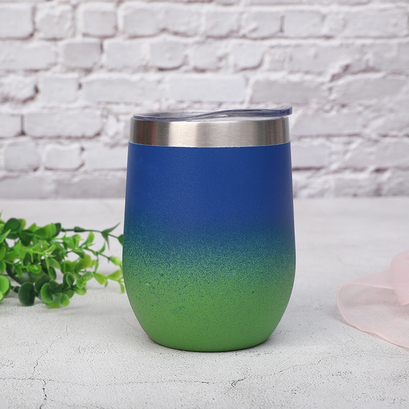 Wholesale 12oz Stainless Steel Vacuum Egg Shape Tumbler Insulated Wine Tumblr Cup With Lid Customizable Tumbler