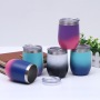 Wholesale 12oz Stainless Steel Vacuum Egg Shape Tumbler Insulated Wine Tumblr Cup With Lid Customizable Tumbler
