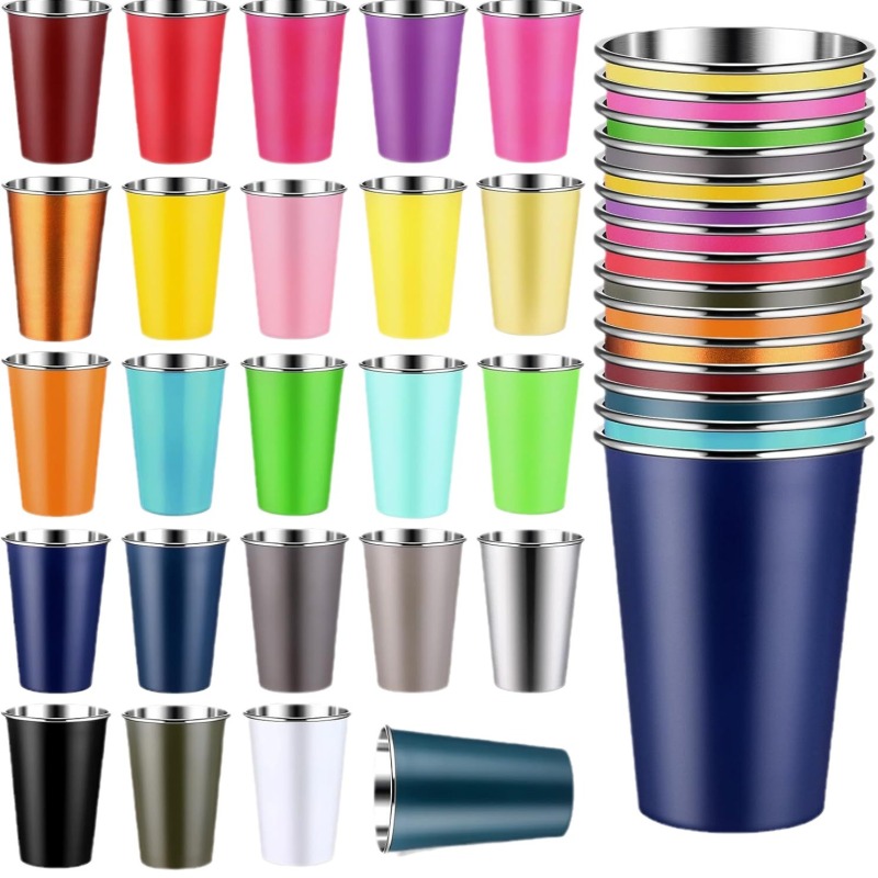 BORGE 350ml/500ml Single Wall Powder Coating Stainless Steel Tumbler Soda Juice Cup for Travel Outdoor