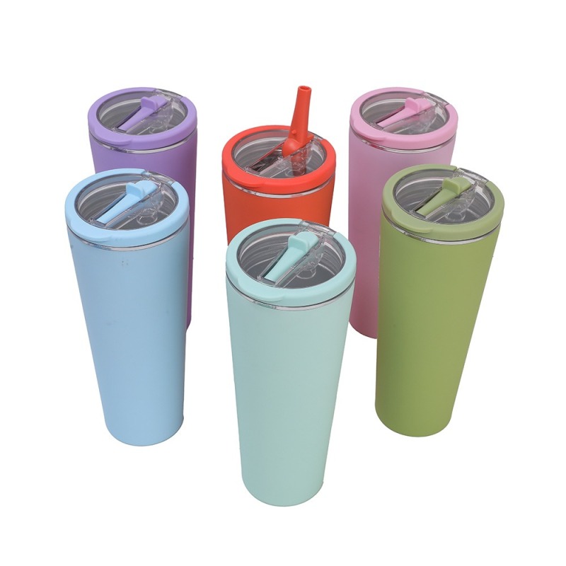 New Arrival Double Wall 304 Stainless Steel Water Cup Leak Proof Straw Cup Travel Coffee Mug