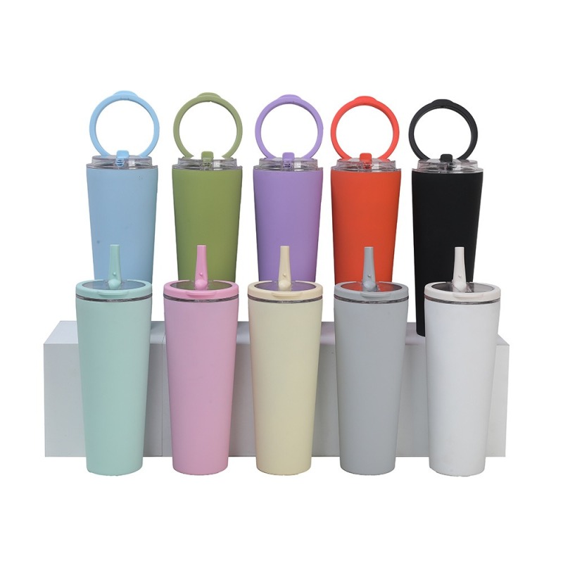New Arrival Double Wall 304 Stainless Steel Water Cup Leak Proof Straw Cup Travel Coffee Mug
