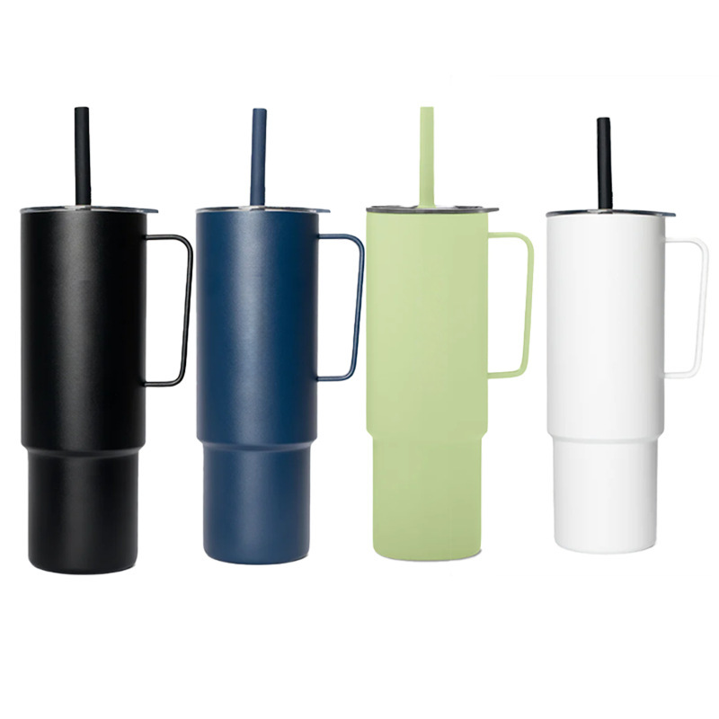 Portable 32oz Stainless Steel Tumbler Eco-Friendly Leakproof Double Wall Vacuum Cup with Straw
