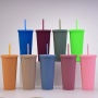 Hot Selling 24 oz  Tumbler Plastic Cup With Lid and Straw Double Wall Reusable Bubble Tea Custom Plastic Cups