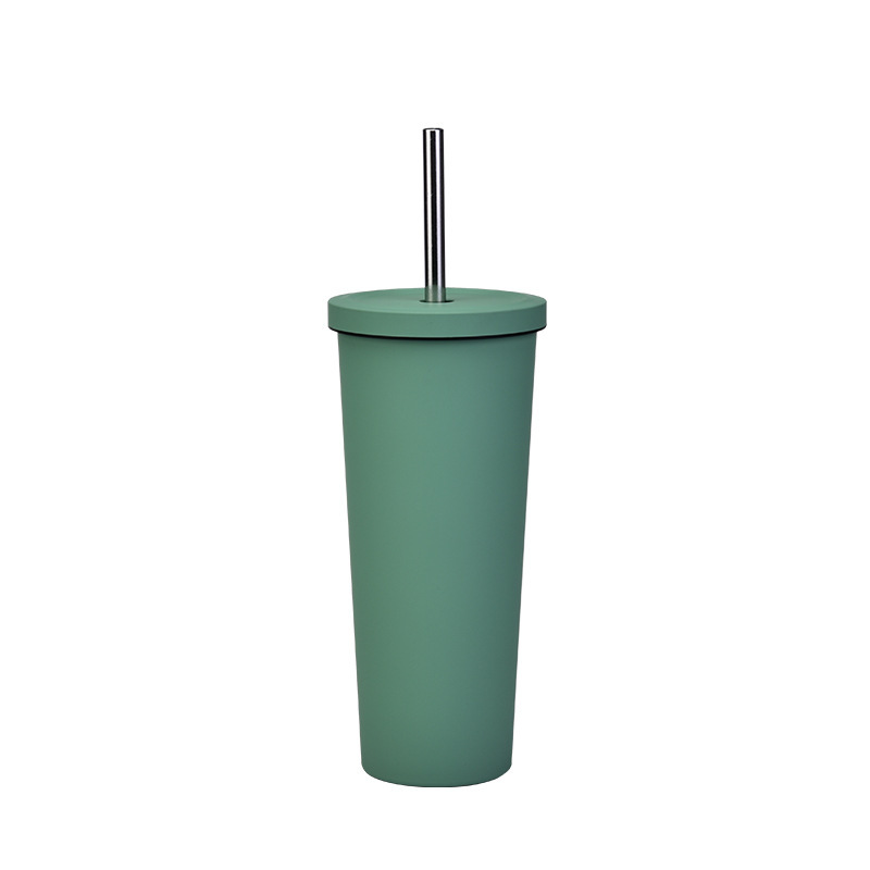 Wholesale 24oz Double Wall 304 Stainless Steel Thermal Vacuum Insulated Coffee Matte Tumbler With Straw