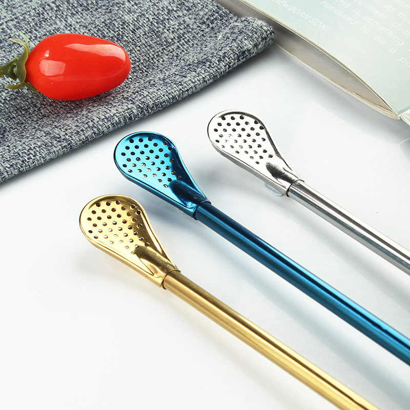 BORGE Stainless Steel Yerba Mate Drinking Bombilla Straw With Filter Spoon for Bar Accessory Coffee Yerba Mate Tea