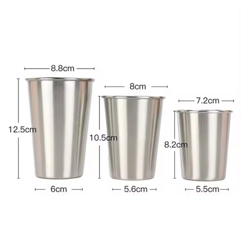 BORGE 250ml 300ml 500ml Single Wall 304 Stainless Steel Pint Beer Drink Stainless Steel Mug for Drinkware
