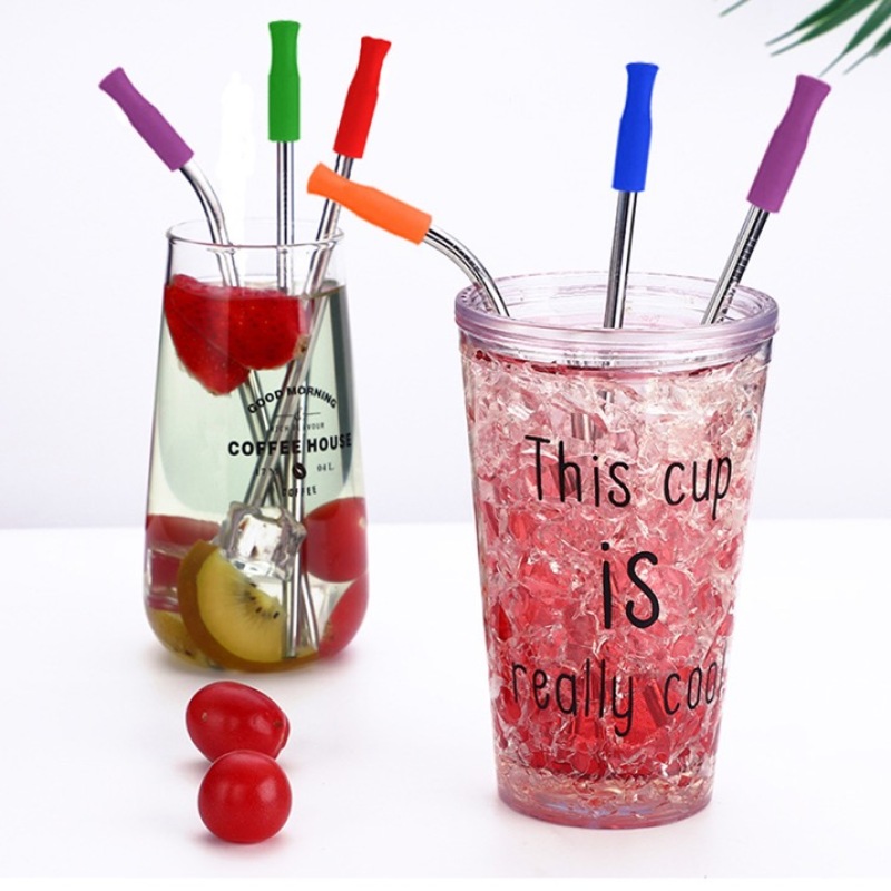 Wholesale Custom Stainless Steel Medal Straw Sets with the Brush and Bag on Stocks