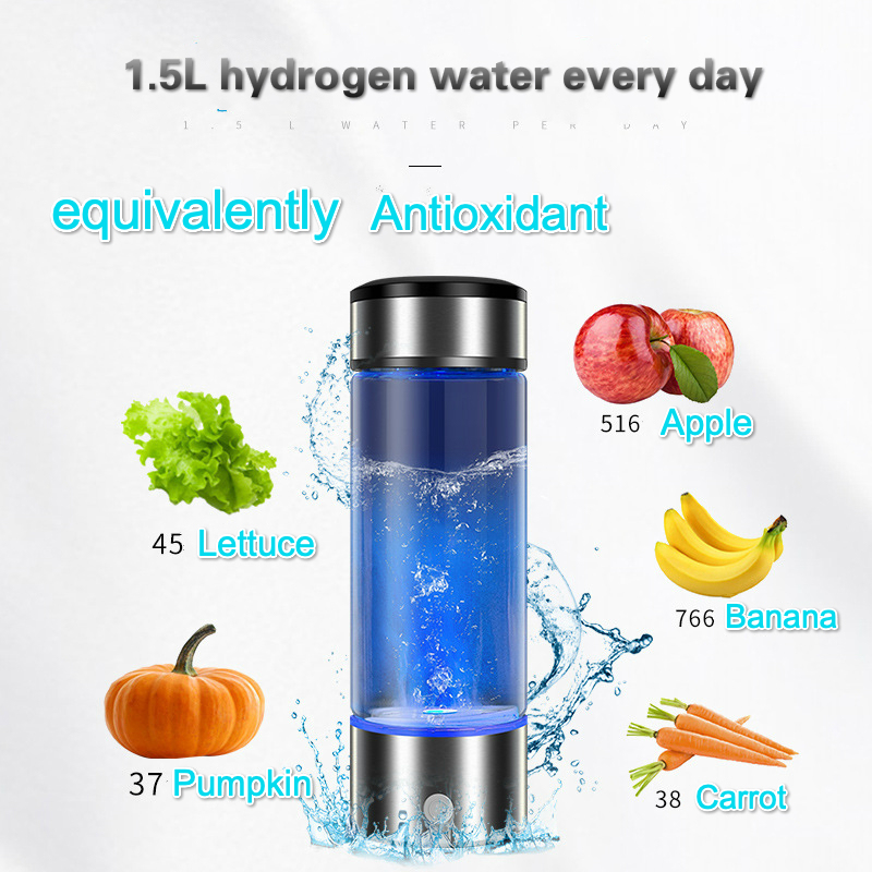 450ML Portable Rechargeable Rich Hydrogen Water Generator Bottle Pure H2 Alkaline Water Drinking Bottle