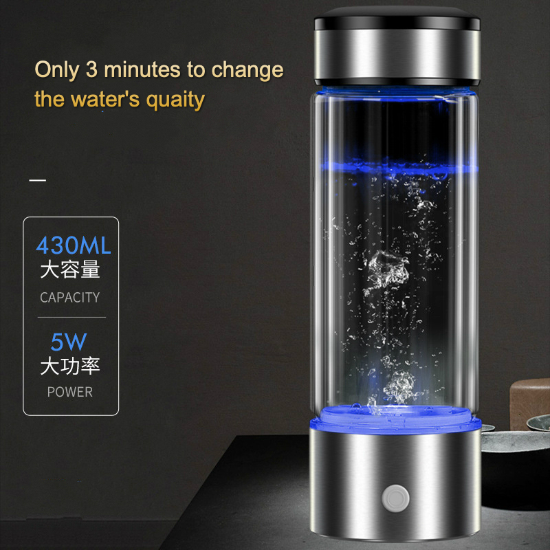 450ML Portable Rechargeable Rich Hydrogen Water Generator Bottle Pure H2 Alkaline Water Drinking Bottle
