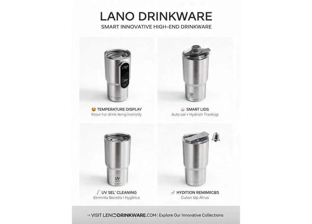 What innovative functionalities (e.g., smart lids, temperature display) are becoming popular in high-end drinkware?
