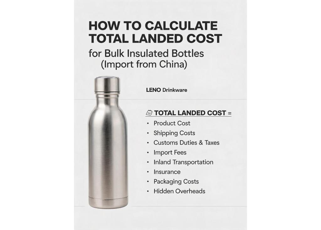 How to calculate the total landed cost when importing bulk insulated bottles from China?