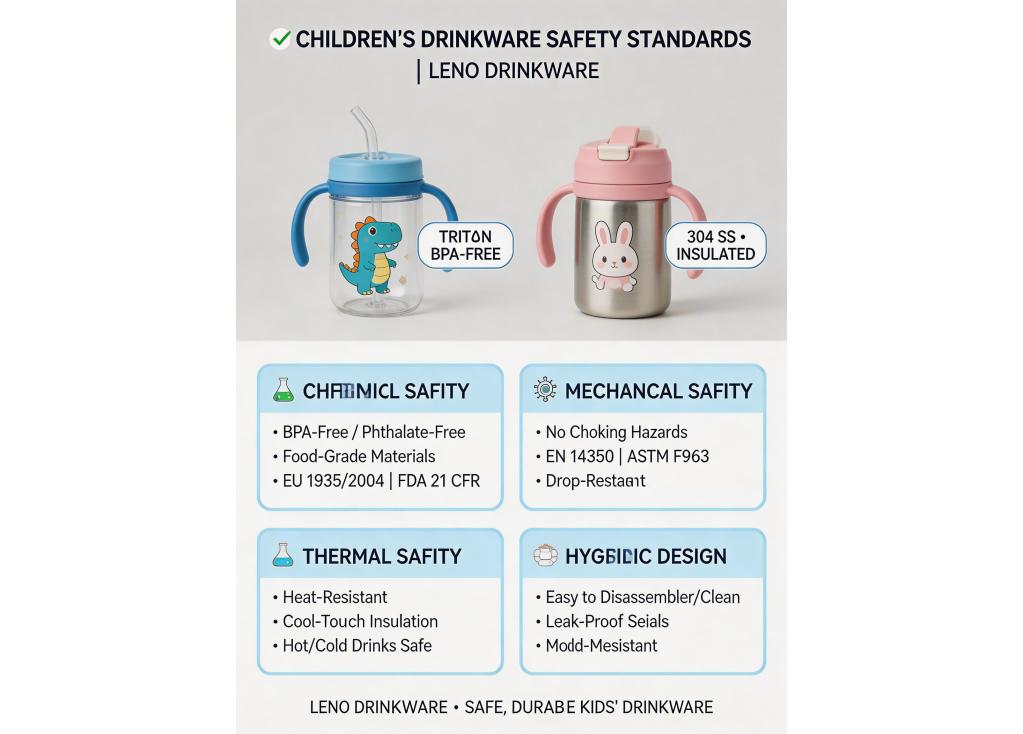 What safety standards should be considered when manufacturing drinkware for children?