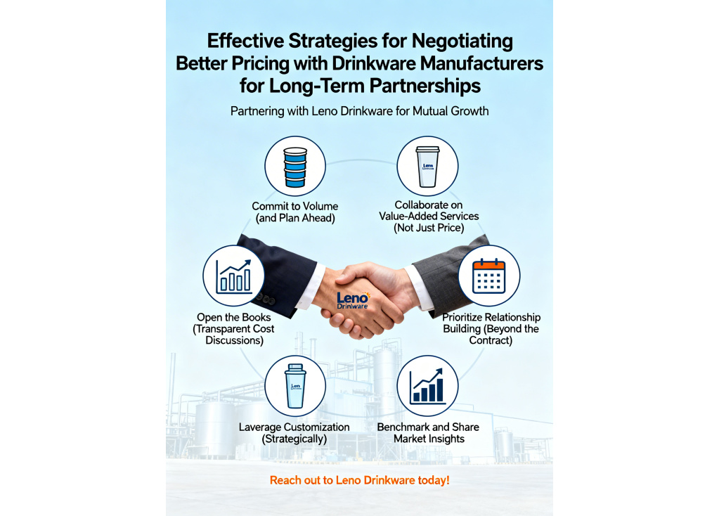 What are effective strategies for negotiating better pricing with drinkware manufacturers for long-term partnerships?