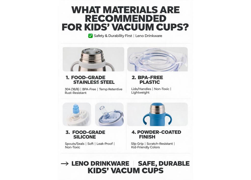 What materials are recommended for kids' vacuum cups to ensure safety and durability?