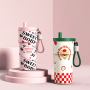 Custom Logo 500ML Tumbler Insulated Travel Coffee Water Mug Thermos Stainless Steel Vacuum Cup With Lid