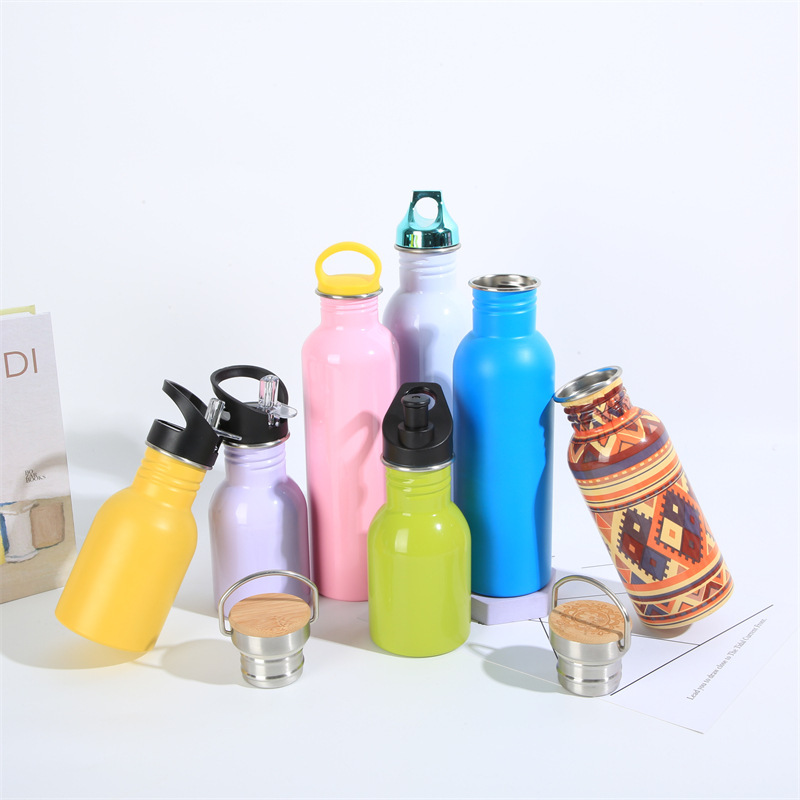 BPA Free 17OZ Stainless Steel Single Wall Portable Flask With Different Sizes and Lids Sport Kids Water Bottle