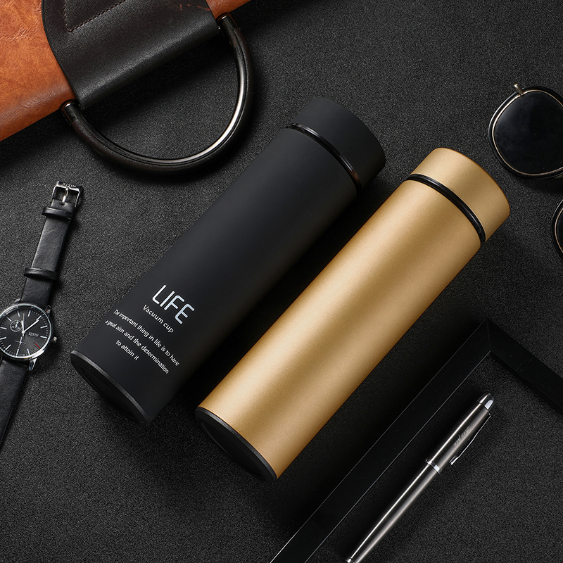 Small MOQ 500ml Double Wall Vacuum Flask Seal Stainless Steel Water Bottles with Strainer