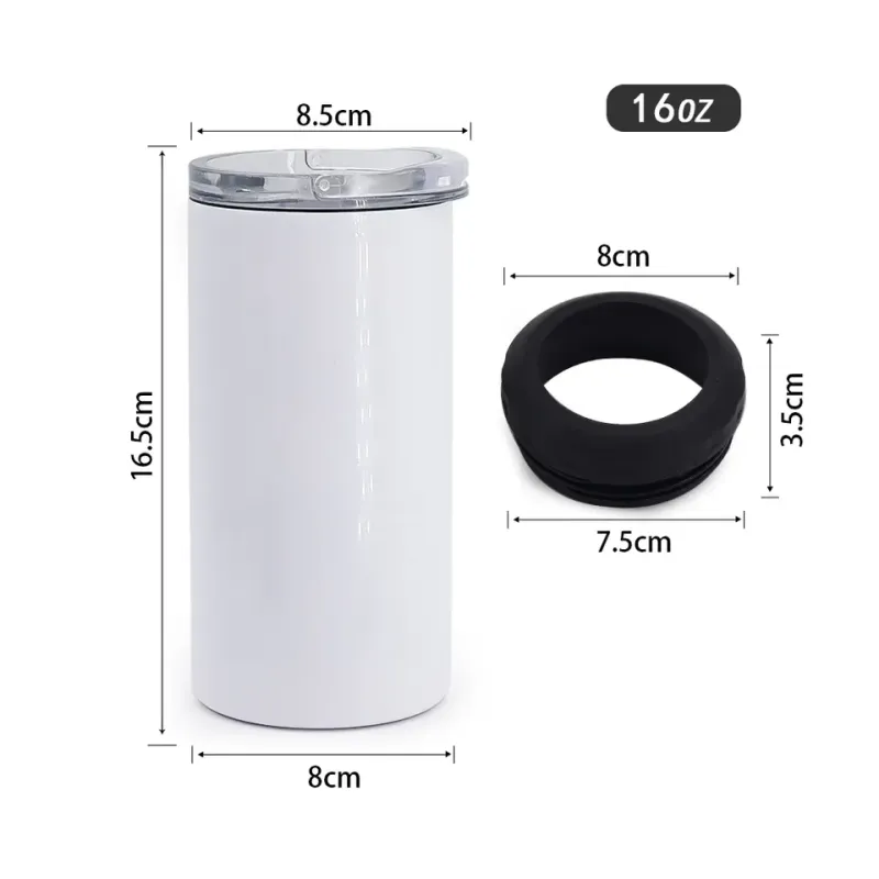 Customized 16oz Double Wall Thermos Insulated Sport Water Cup Stainless Steel Beer Cup Lid Cooler