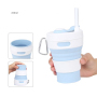 Customized Portable Travel Camping Folding Drinking Coffee Cup Reusable Silicone Straw Foldable Cup