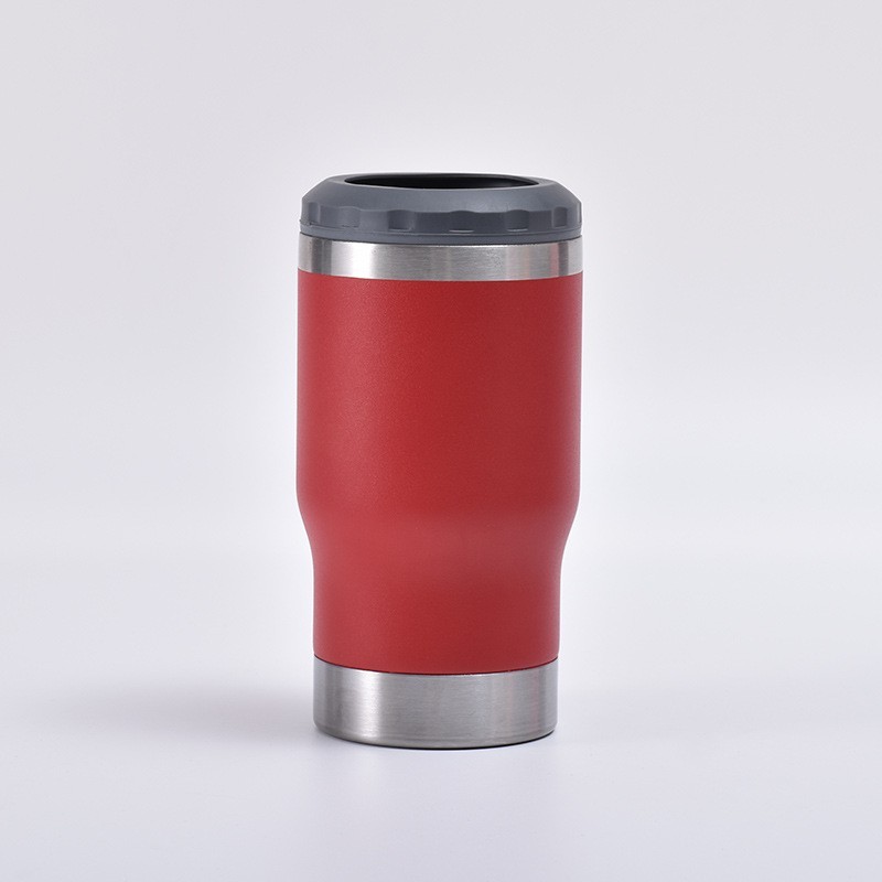 Coocodrink 12oz 14oz 16oz 4-in-1 Beer Can Cooler with Two Lids Double Wall Stainless Steel Can Cooler Travel Coffee Mug Can Holder