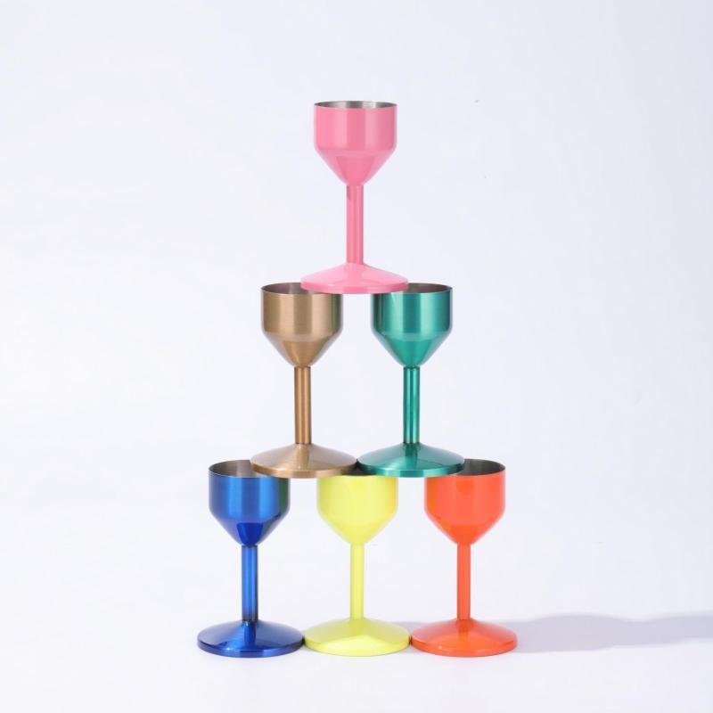 Factory Wholesale Custom Color logo 304 Food Grade Mini Stainless Steel Shot Glass with Lid for Home Party