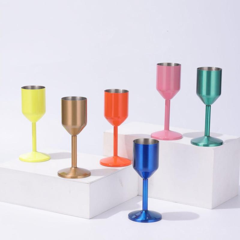 Factory Wholesale Custom Color logo 304 Food Grade Mini Stainless Steel Shot Glass with Lid for Home Party