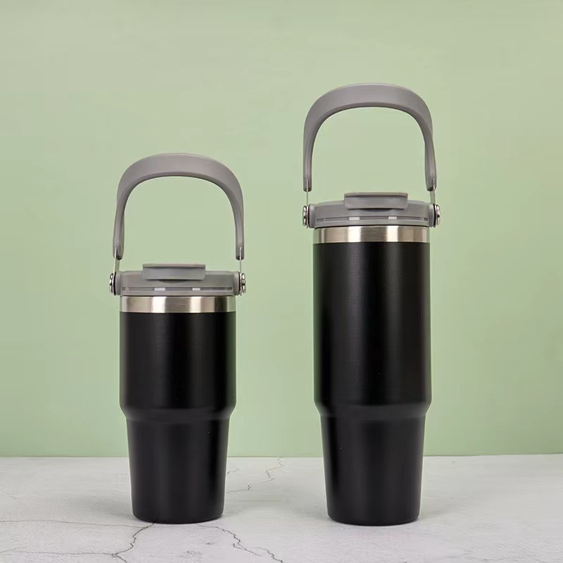 Newest Stainless Steel Insulated Travel Mug Leak Proof Iced Coffee Cup 30oz Tumbler with Handle and 2-in-1 Straw Lid
