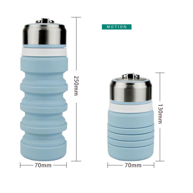 Creative Custom Logo Heat Resistant Foldable Eco-Friendly Silicone Water Bottle Coffee Cup with Lid Travel