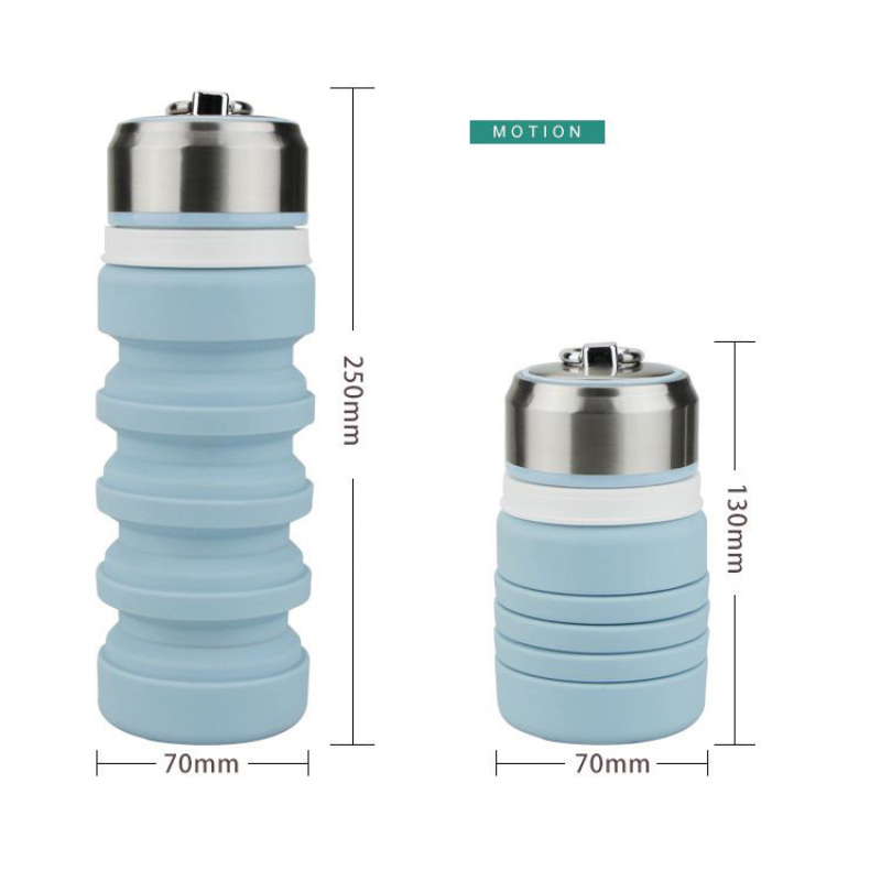 Creative Custom Logo Heat Resistant Foldable Eco-Friendly Silicone Water Bottle Coffee Cup with Lid Travel