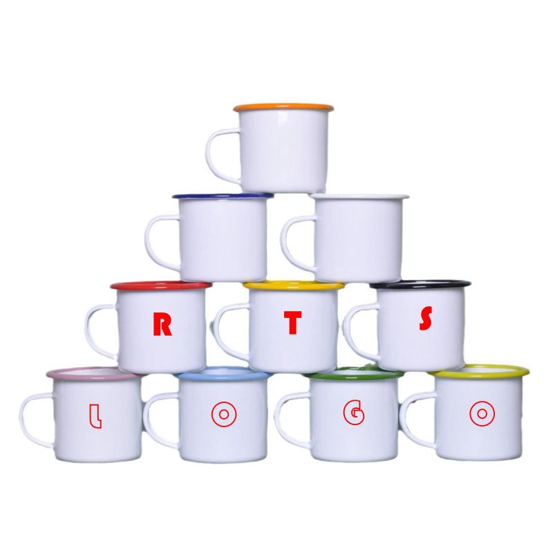 Coocodrink Free Sample Private Label 11oz Steel Coffee Mug White Metal Sublimation Enamel Mug Camping Mugs with Your Design